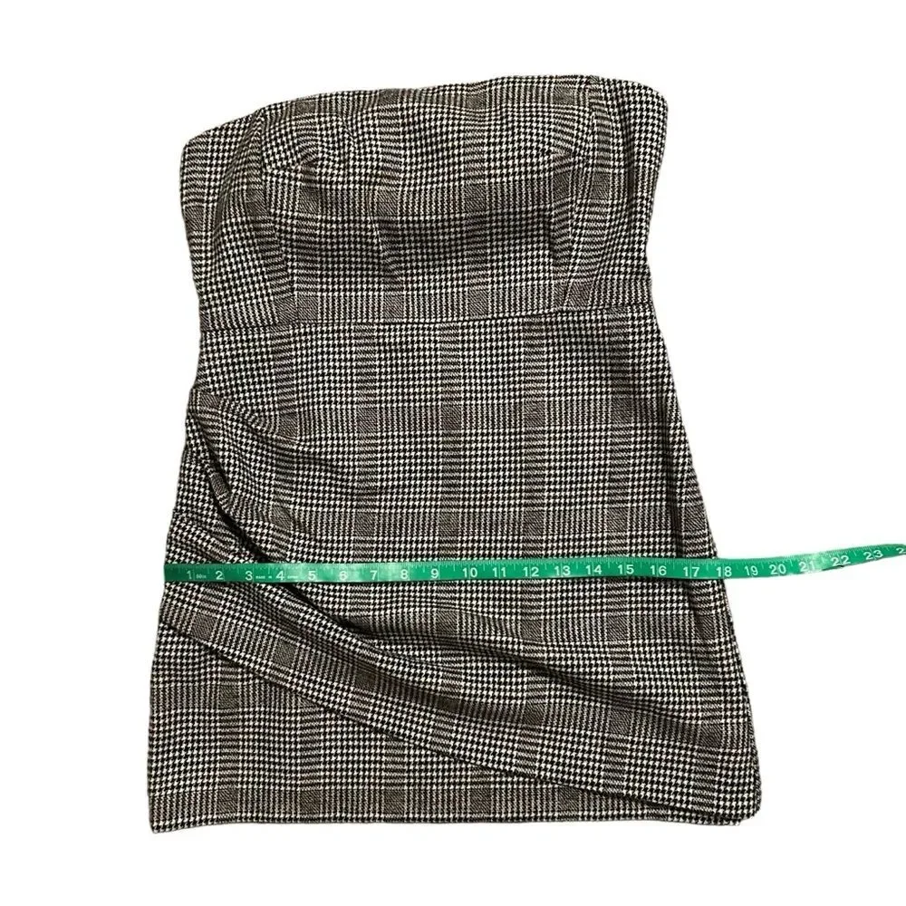 ‼️SOLD‼️HOUSE OF HARLOW NWT Gray Strapless Wool Blend Houndstooth Mini Dress - Picture 9 of 16